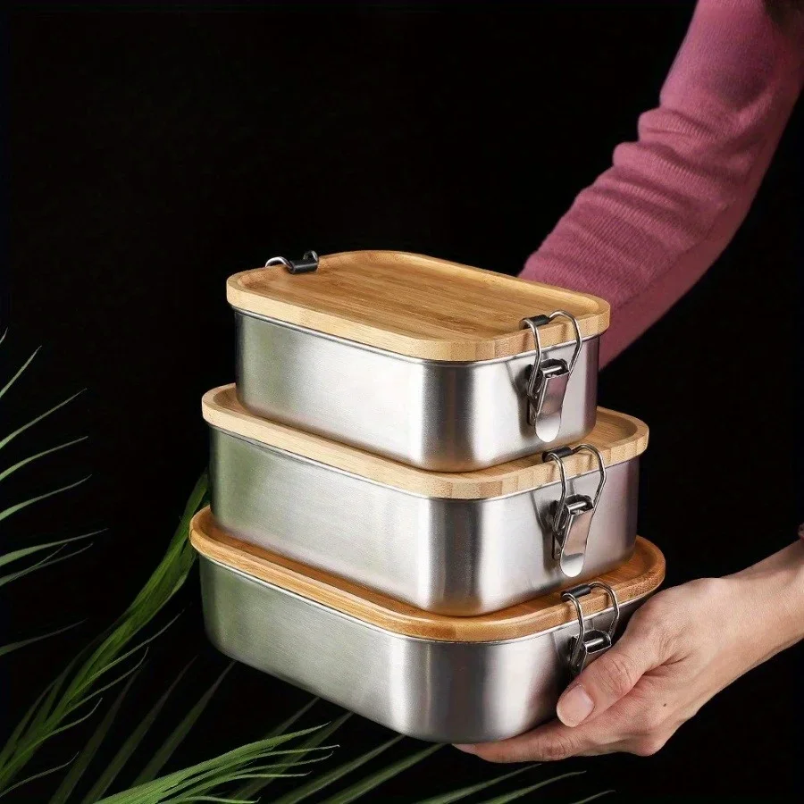 Meal Prep Tupperware - New 304 Stainless Steel Bamboo Lid