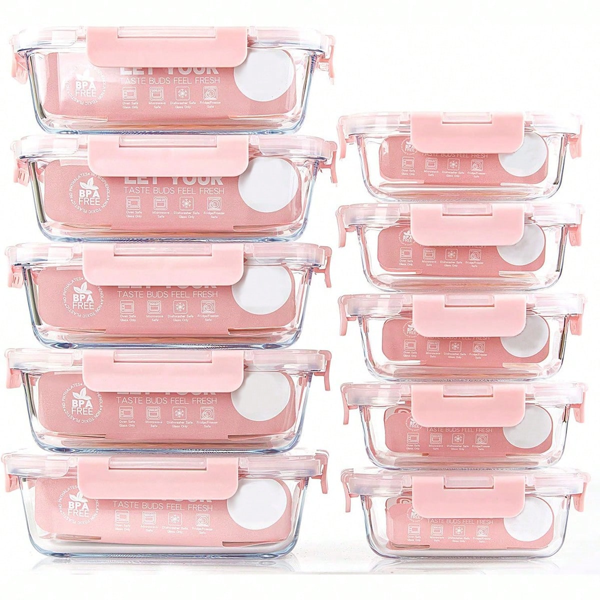 Meal Prep Healthy - 10 Pack Glass Meal Prep Containers,