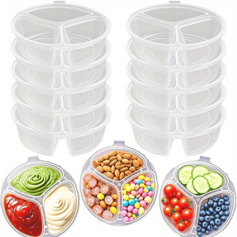 Meal Prep Healthy - Round 3-Compartment Disposable Food Containers with
