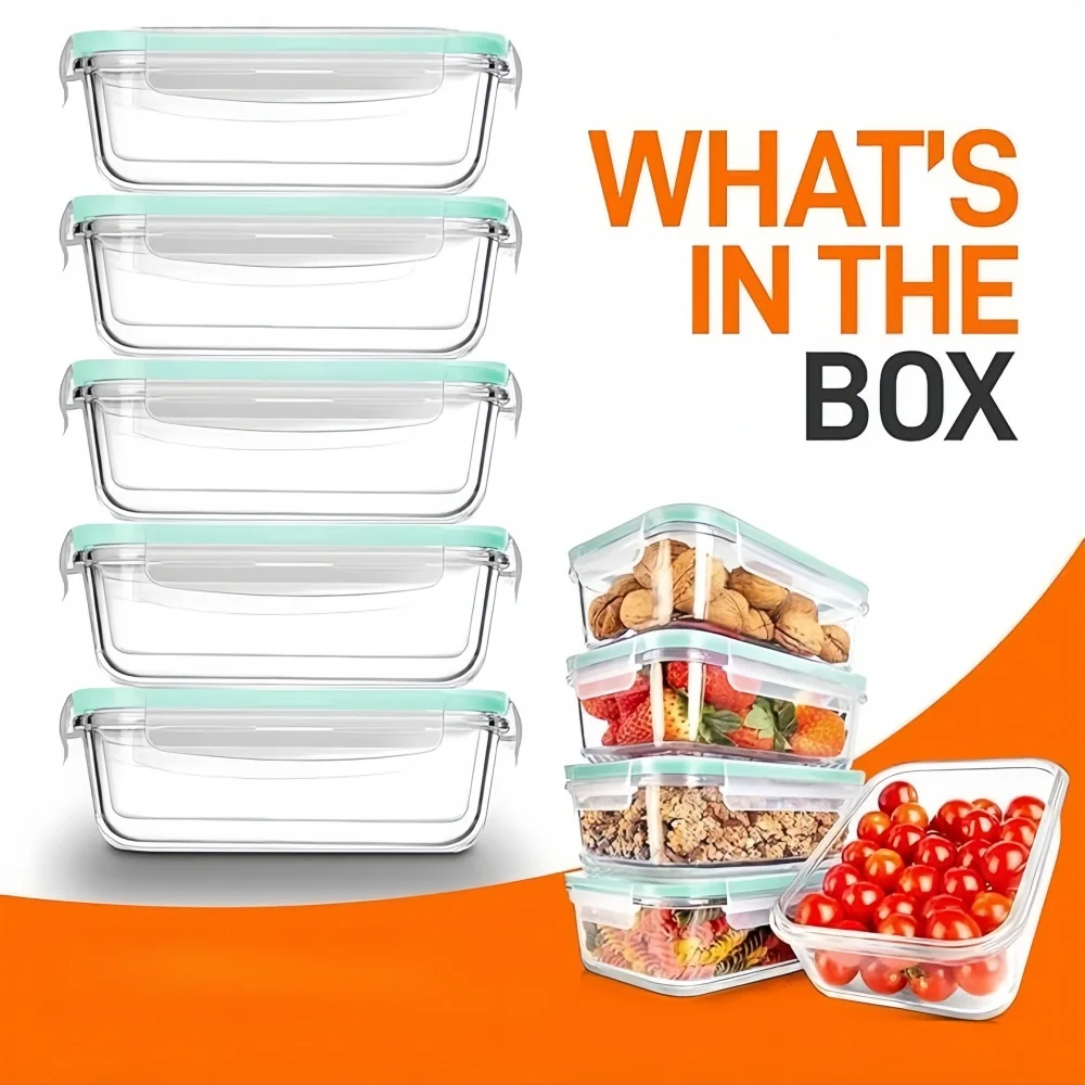 Rectangular Borosilicate Glass - đánh giá và giá Meal Prep Glass Containers Oven Safe
