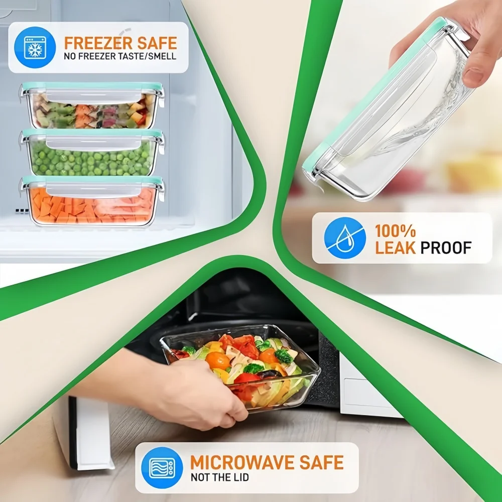 Rectangular Borosilicate Glass - đánh giá và giá Meal Prep Glass Containers Oven Safe
