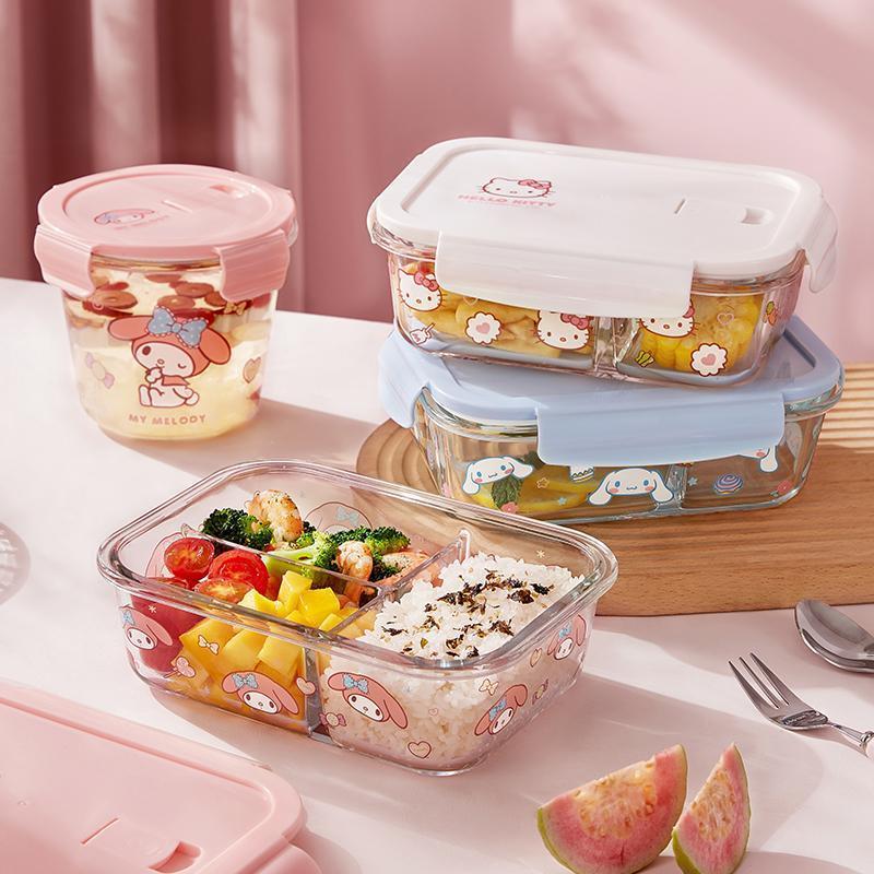 Hello Kitty Printed Bento Box  - đánh giá và giá Meal Prep Glass Containers Oven Safe