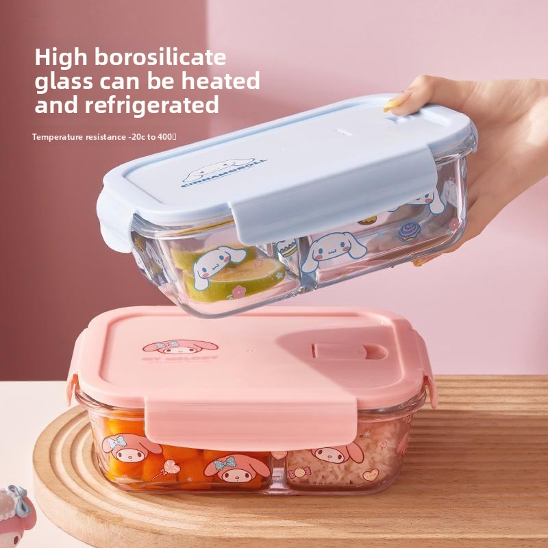 Hello Kitty Printed Bento Box  - đánh giá và giá Meal Prep Glass Containers Oven Safe