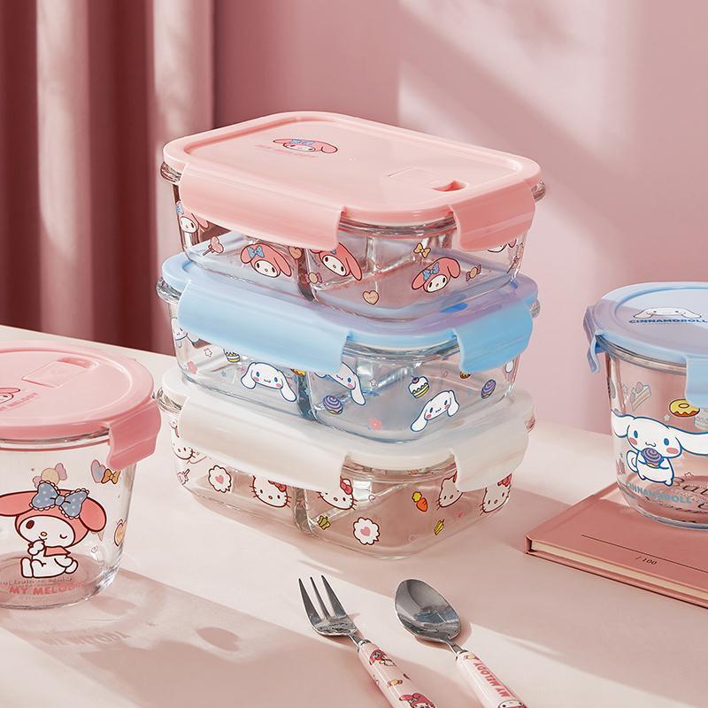 Hello Kitty Printed Bento Box  - đánh giá và giá Meal Prep Glass Containers Oven Safe