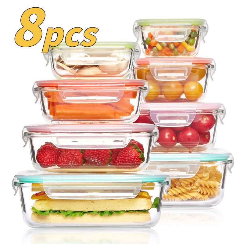 8Pcs Sealed Glass Food Storage - đánh giá và giá Meal Prep Glass Containers Oven Safe