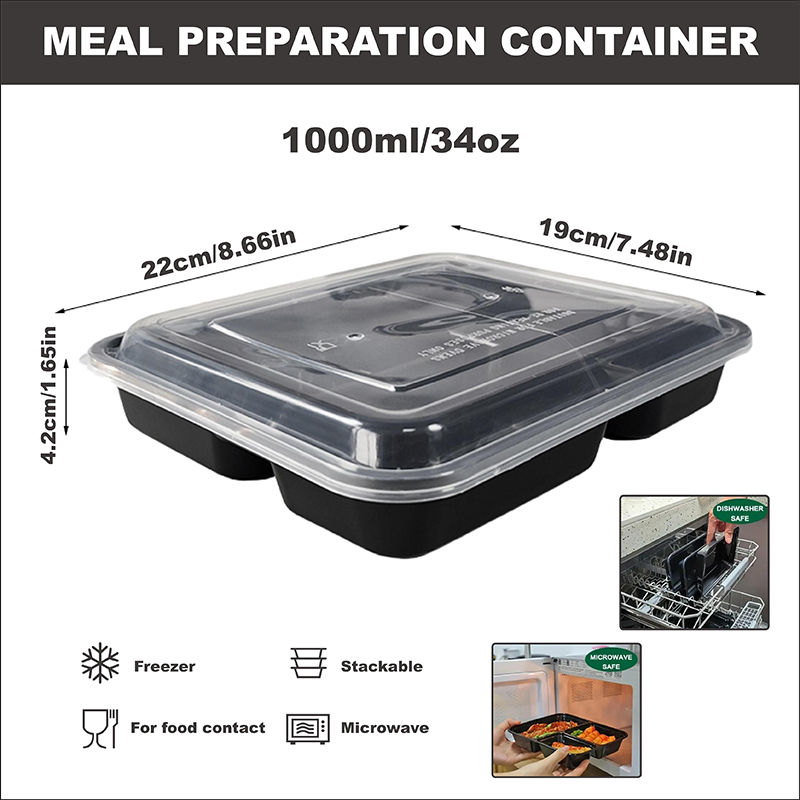 3-Compartment 34 Oz/1000 Ml, 1 - đánh giá và giá Meal Prep Tupperware